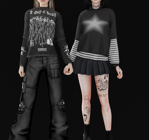 Alpha A DAY OF DEATH WITH STAR SWEATSHIRT by whimp - The Sims 4 Custom Content