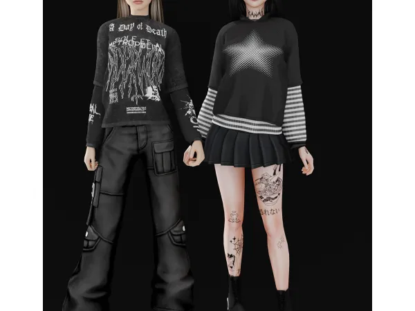 Alpha A DAY OF DEATH WITH STAR SWEATSHIRT - The Sims 4 Custom Content