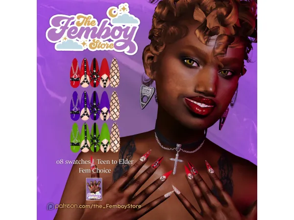 Alpha [FEMBOY] Cabaret Nails by the_FemboyStore - The Sims 4 Custom Content