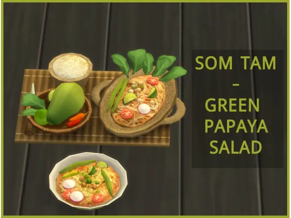 Maxis Match Som Tam Thai Green Papaya Salad by icemunmun - The Sims 4 Custom Content