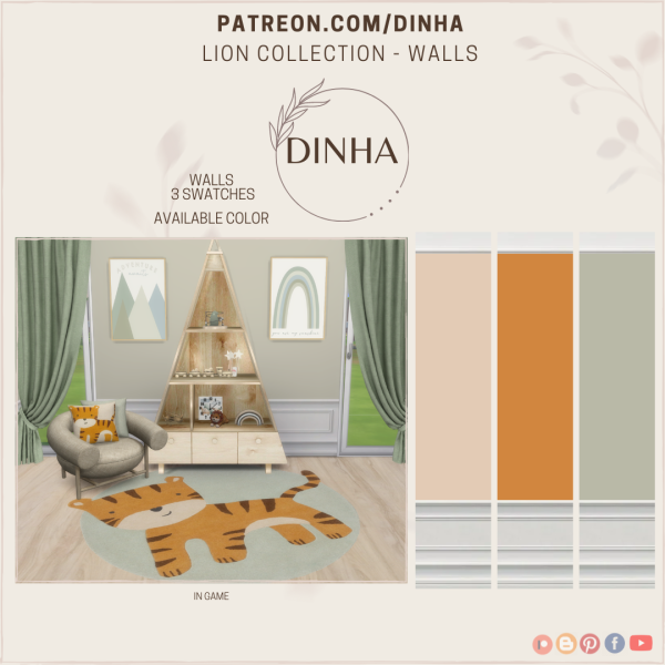 Mix Lion Collection Walls (FREE) by dinhagamer - The Sims 4 Custom Content
