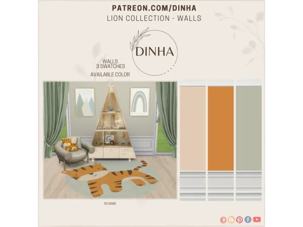 Mix Lion Collection Walls (FREE) - The Sims 4 Custom Content