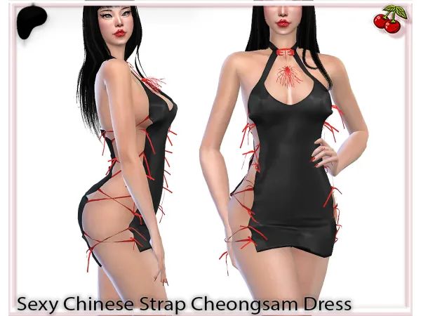 Alpha Sexy Chinese Strap Cheongsam Dress by harmoniasims4 - The Sims 4 Custom Content