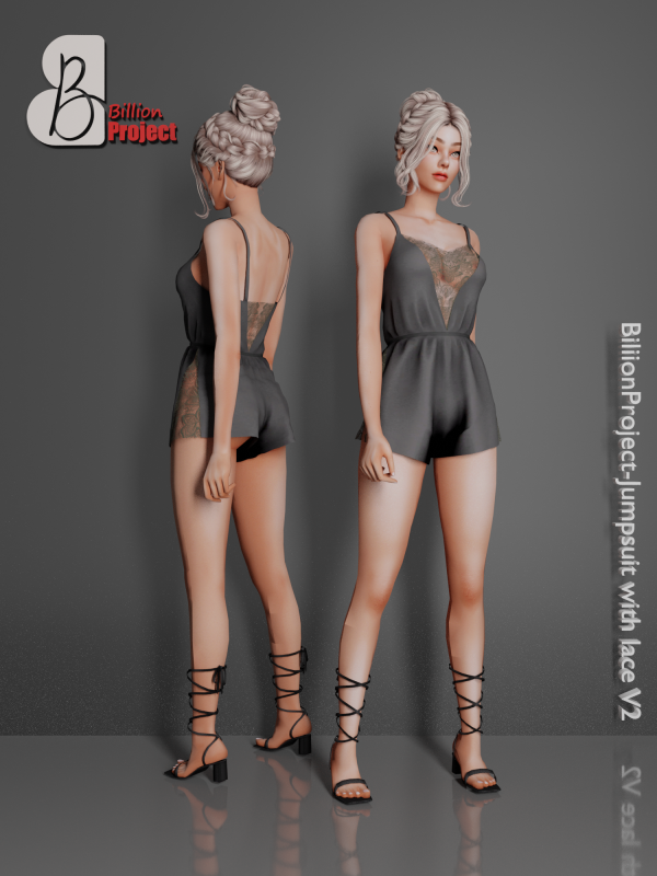Alpha BiliionProject Jumpsuit with lace V2 by simsfinds - The Sims 4 Custom Content