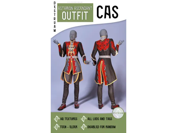 Alpha Astarion ascendant outfit - The Sims 4 Custom Content