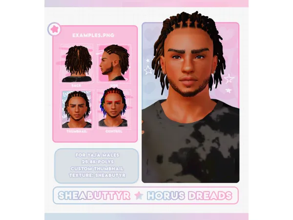 Sheabuttyr Horus Dreads - The Sims 3 Custom Content