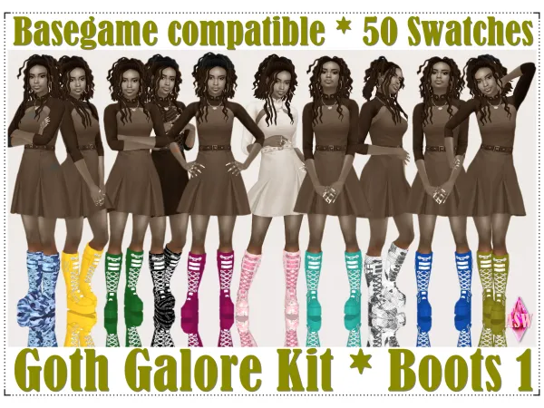 Maxis Match Goth Galore Kit Boots 1 Recolors by AnnettsSims4Welt - The Sims 4 Custom Content