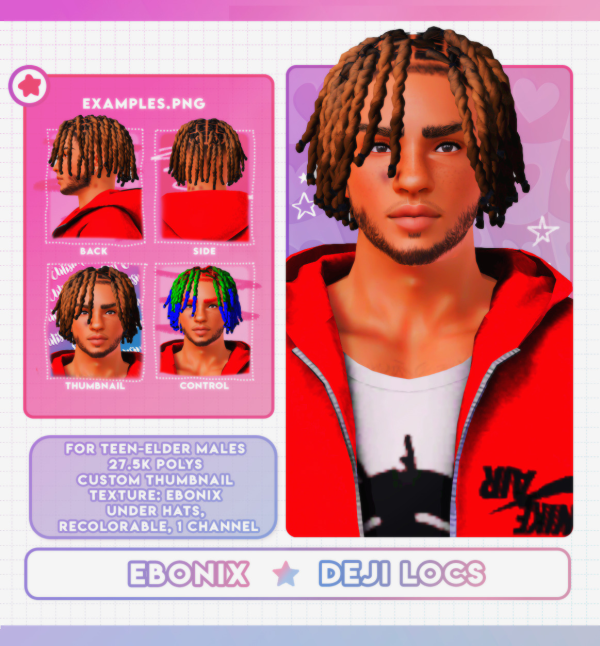 Ebonix Deji Locs by simsfinds - The Sims 3 Custom Content