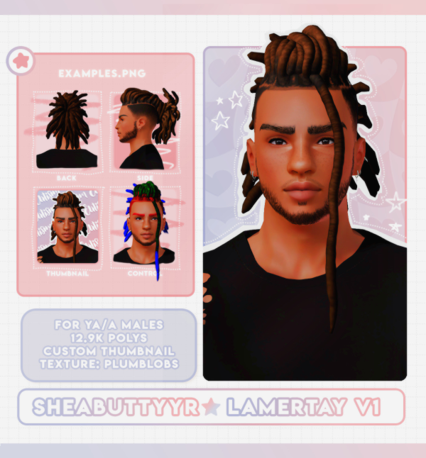 Sheabuttyr Lamertay Locs V1 by simsfinds - The Sims 3 Custom Content