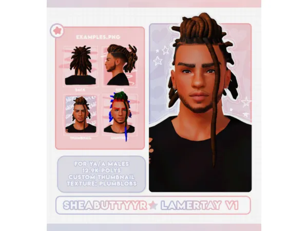 Sheabuttyr Lamertay Locs V1 - The Sims 3 Custom Content