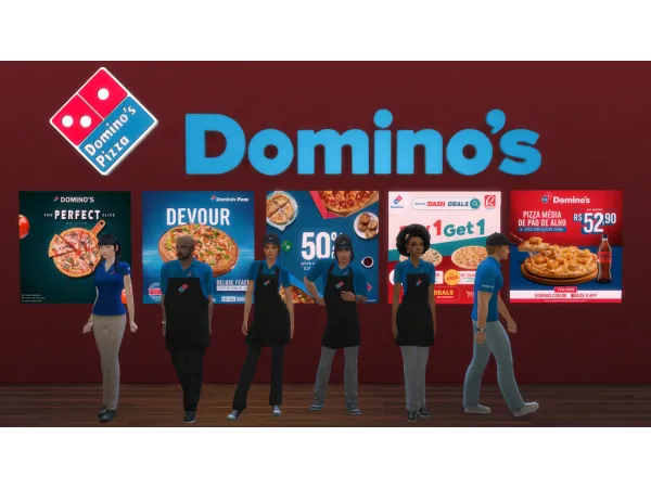 Maxis Match Domino's Pizza Uniform Hat by depressedsimmer - The Sims 4 Custom Content