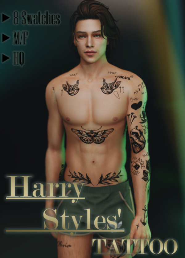 Mix [AlisaSour] Harry Styles Tattoo by simsfinds - The Sims 4 Custom Content