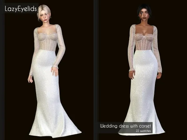 Alpha Wedding dress with corset - The Sims 4 Custom Content