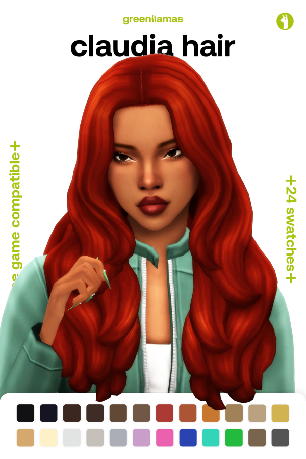 Maxis Match claudia hair greenllamas by simsfinds - The Sims 4 Custom Content