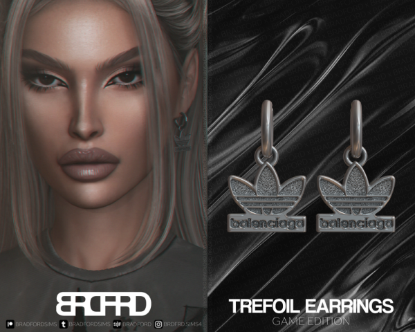 Alpha TREFOIL EARRINGS GAME EDITION by simsfinds - The Sims 4 Custom Content