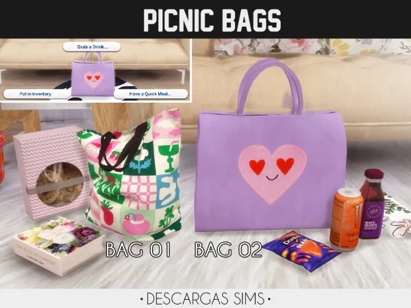 Alpha Picnic Bags - The Sims 4 Custom Content