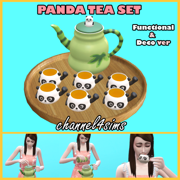 Maxis Match Panda Tea Set Functional Deco ver by simsfinds - The Sims 4 Custom Content