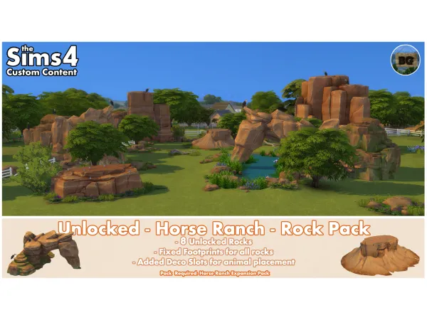 Maxis Match Unlocked Horse Ranch Rock Pack by Bakie - The Sims 4 Custom Content