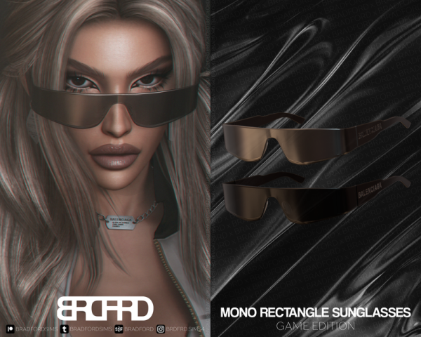 Alpha MONO RECTANGLE SUNGLASSES GAME EDITION by simsfinds - The Sims 4 Custom Content