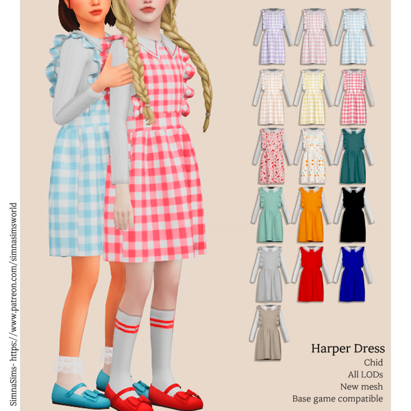 Alpha Harper Child Dress by simsfinds - The Sims 4 Custom Content