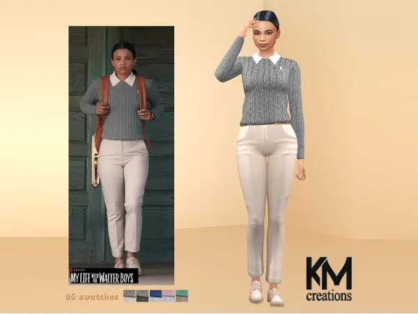 Mix [KM] Jackie Ralph Lauren Outfit (My Life With The Walter Boys) by kmcreations_ts4 - The Sims 4 Custom Content