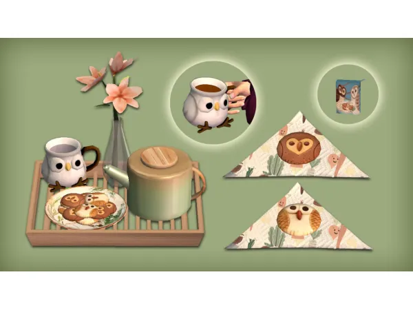 Owl Tea Set for - The Sims 2 Custom Content