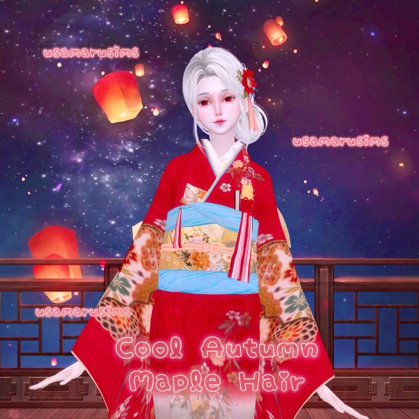 Alpha Cool Autumn Maple Hair by simsfinds - The Sims 4 Custom Content
