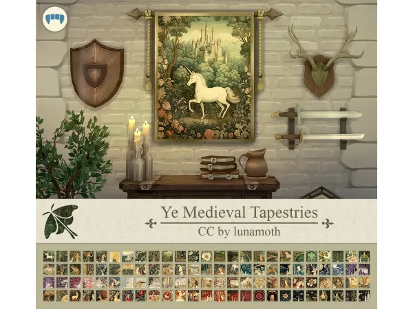 Mix 41884521135631 Ye Medieval Tapestries 41884521135631 by lunamothsims - The Sims 4 Custom Content