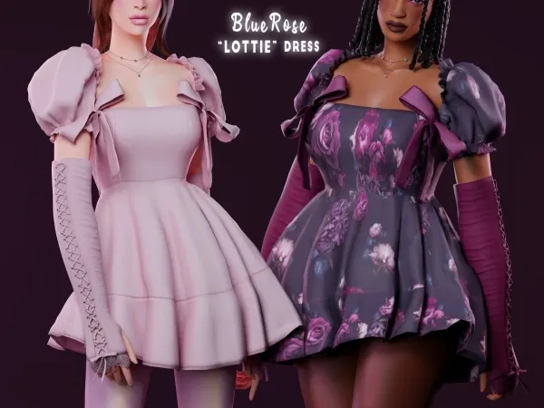 Mix Lottie Dress by bluerose-sims - The Sims 4 Custom Content
