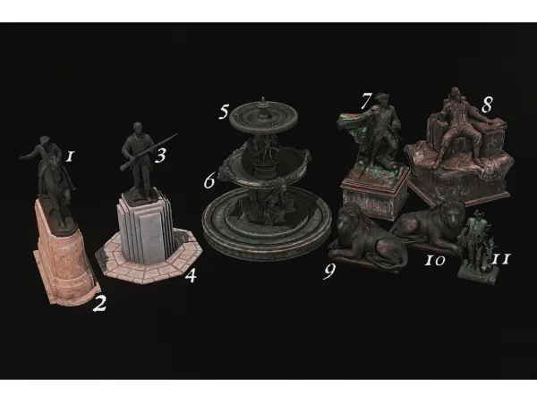 Alpha commonwealth statues by sforzinda - The Sims 4 Custom Content