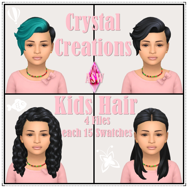 Maxis Match Crystal Creations Kids Hair by simsfinds - The Sims 4 Custom Content