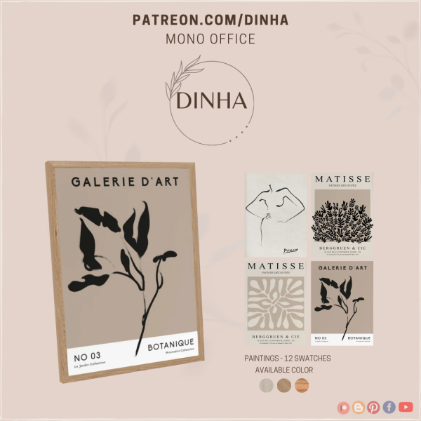 Mix Mono Office Paintings by dinhagamer - The Sims 4 Custom Content