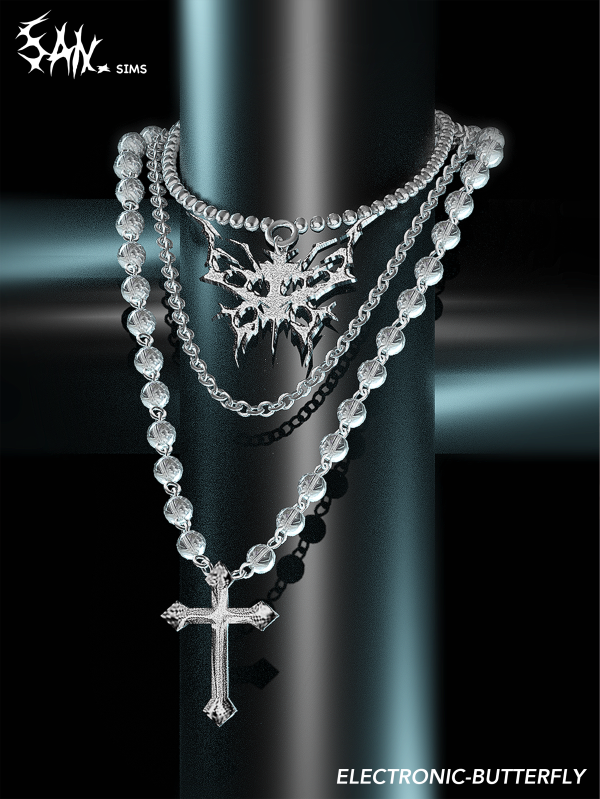 Alpha Electronic Butterfly Necklace by simsfinds - The Sims 4 Custom Content