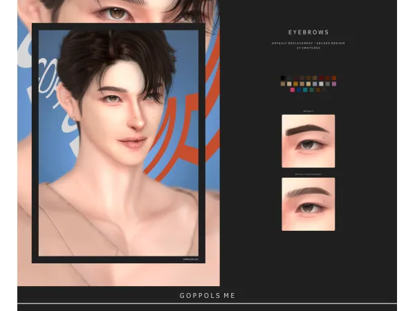 Alpha GPME GOLD Eyebrows DefaultReplacement 01ArchedMedium by goppolsme - The Sims 4 Custom Content