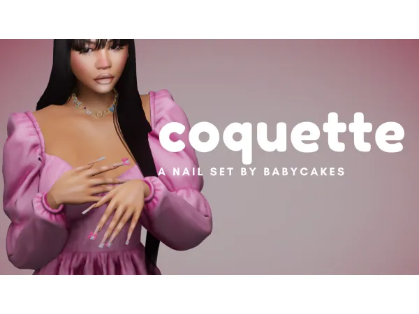 Alpha Coquette Nail Set by babycakessims - The Sims 4 Custom Content