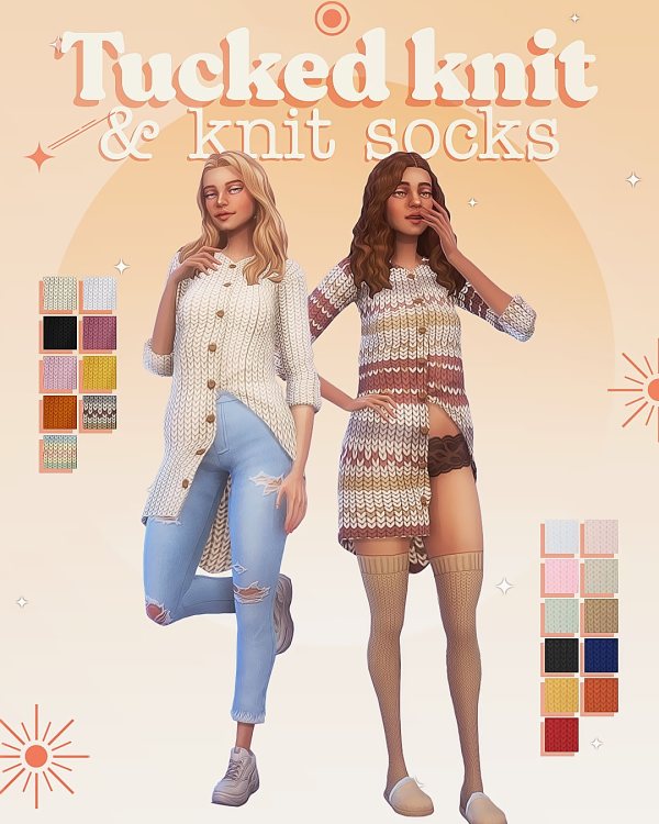 Maxis Match Reupload tucked knit knit socks knit outfit by simsfinds - The Sims 4 Custom Content