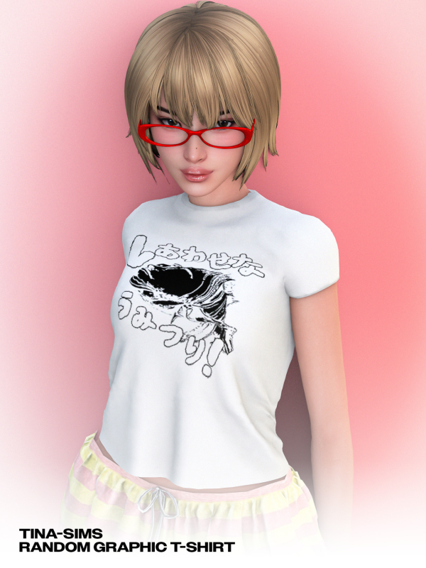 Alpha [TINA SIMS] Random Graphic T Shirt by simsfinds - The Sims 4 Custom Content