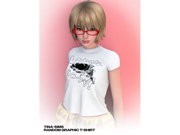 Alpha [TINA SIMS] Random Graphic T Shirt - The Sims 4 Custom Content