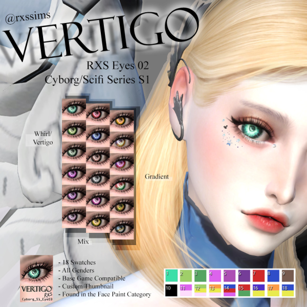 Mix [RXS Sims 4 ] Eyes 03 Vertigo (CyborgSci fi series 2) by simsfinds - The Sims 4 Custom Content