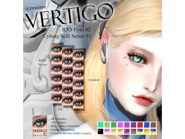 Mix [RXS Sims 4 ] Eyes 03 Vertigo (CyborgSci fi series 2) - The Sims 4 Custom Content