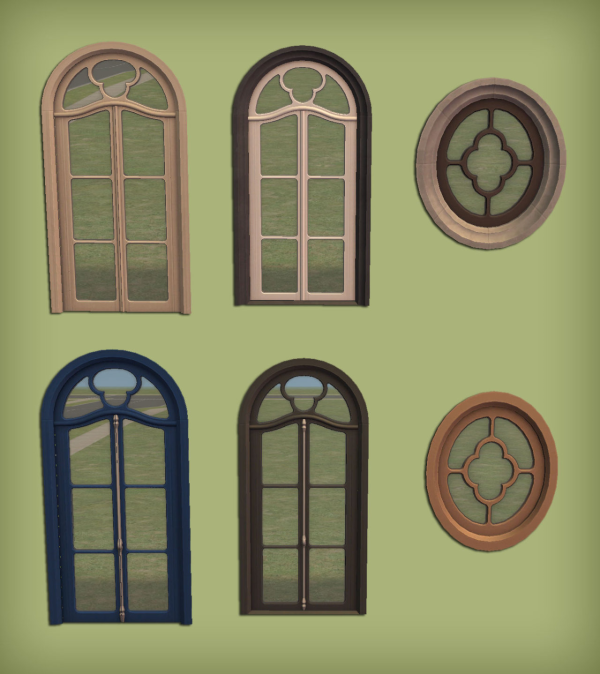 Felixandre Paris Set Windows2 Door2 and Round Window for by simsfinds - The Sims 2 Custom Content