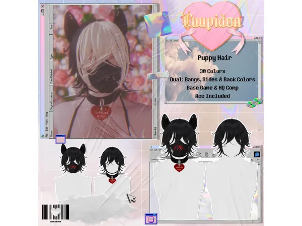 Maxis Match cuupidon puppy hair mask collar - The Sims 4 Custom Content