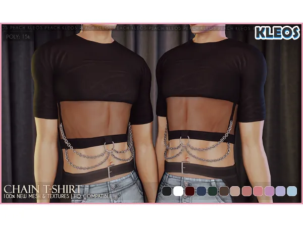 Alpha PEACH Chain T shirt - The Sims 4 Custom Content