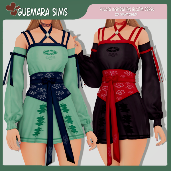 Alpha Yukata Inspiration Bloom Dress by simsfinds - The Sims 4 Custom Content