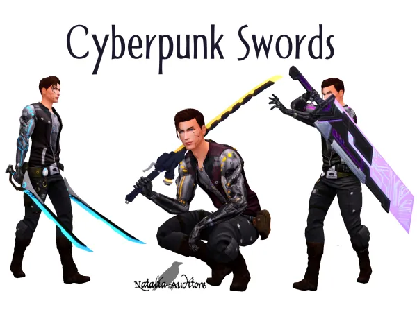 Mix Cyberpunk swords by natalia_auditore - The Sims 4 Custom Content