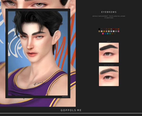 Alpha GPME GOLD Eyebrows Default Replacement 02ThickLongFullArched by simsfinds - The Sims 4 Custom Content