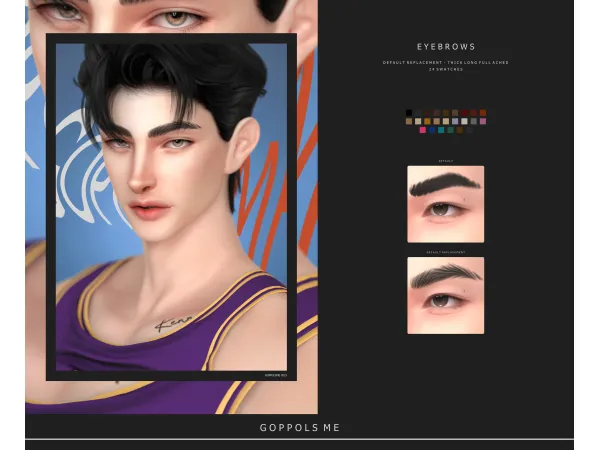 Alpha GPME GOLD Eyebrows Default Replacement 02ThickLongFullArched by goppolsme - The Sims 4 Custom Content
