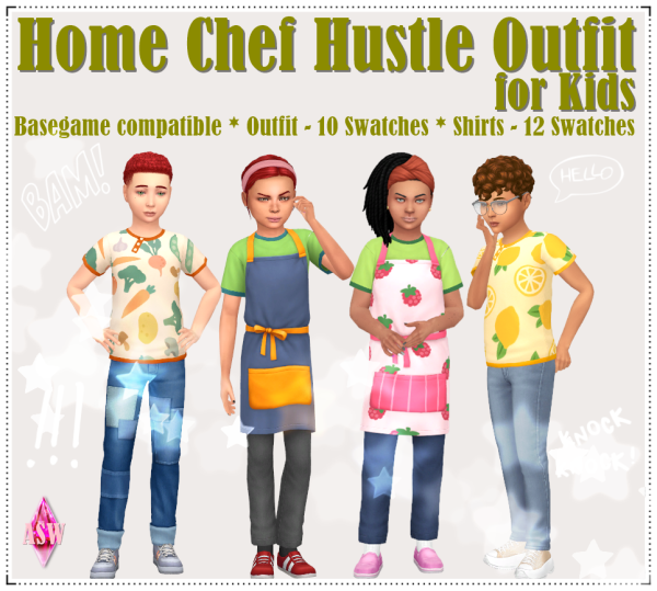 Maxis Match Home Chef Hustle Outfit for Kids by simsfinds - The Sims 4 Custom Content