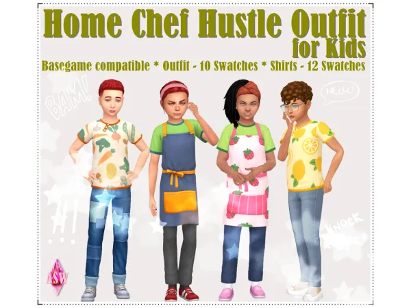 Maxis Match Home Chef Hustle Outfit for Kids by AnnettsSims4Welt - The Sims 4 Custom Content