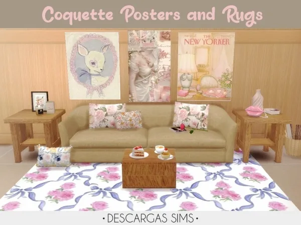 Alpha Coquette Posters and Rugs by descargassims - The Sims 4 Custom Content